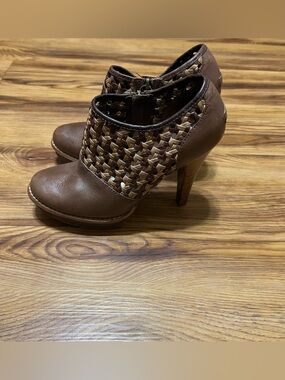Size 8 - UGG “Fatima” Woven Leather Ankle Bootie